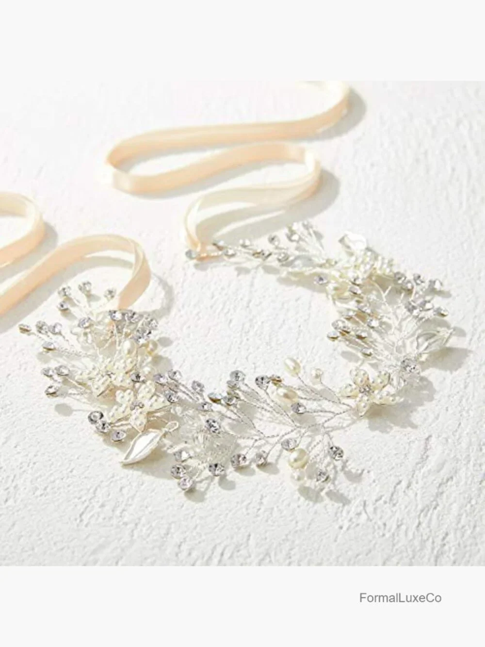 Flower Girl Headpiece Silver Princess Wedding Headband Pearl Hair Accessories